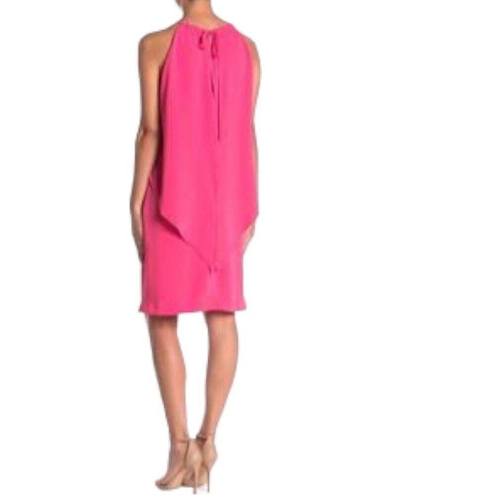 Trina Turk True Love Ruffle Halter Dress Cosmic Pink Strappy Sleeves NEW Large L - Picture 2 of 14